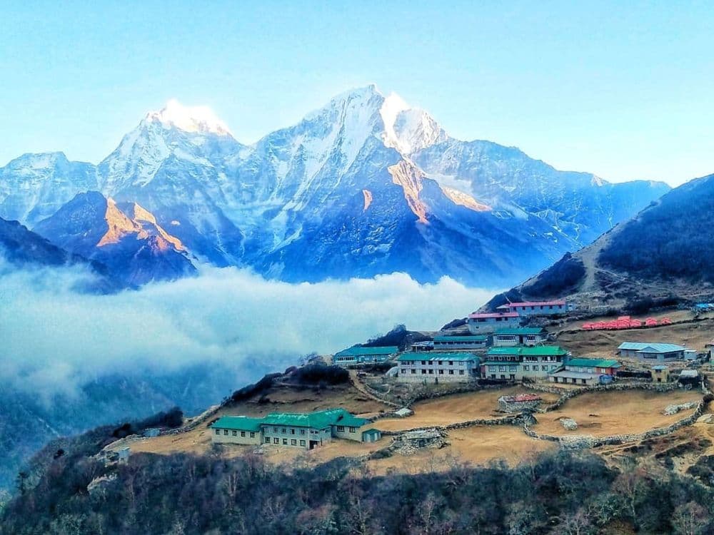 Panoramic view of Namche Bazaar and the surrounding Himalayas