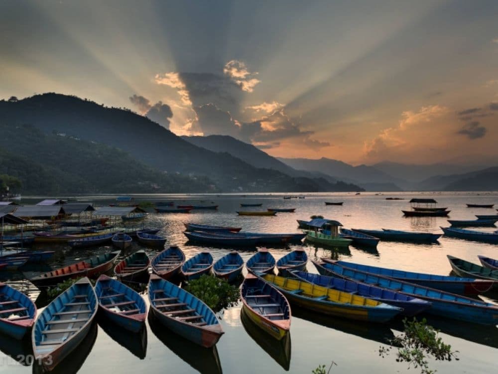 Boating on Fewa Lake in Pokhara a top attraction in Nepal