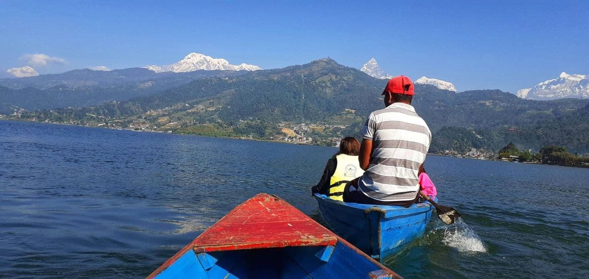 Paddle boating at Phewa Lake Pokhara